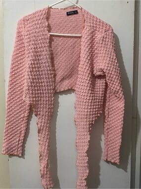 JULIA Pink Textured Open Front Women's Cardigan